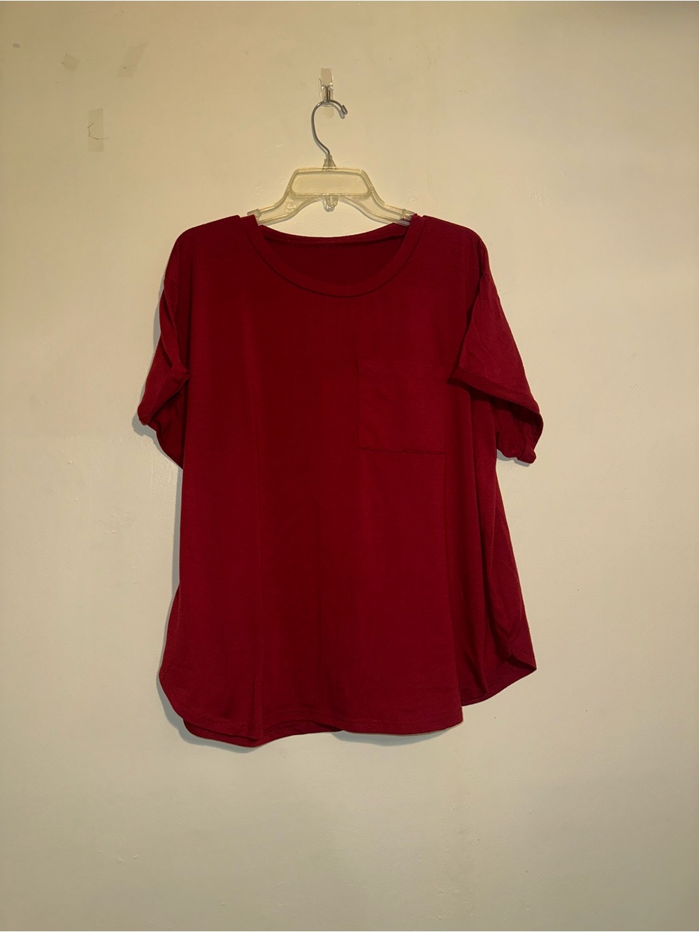SHEIN Women's Short Sleeve Pocket Tee - Red